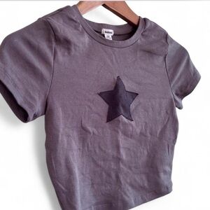 Garage Gray Star Short Sleeve Crop Babydoll Top S